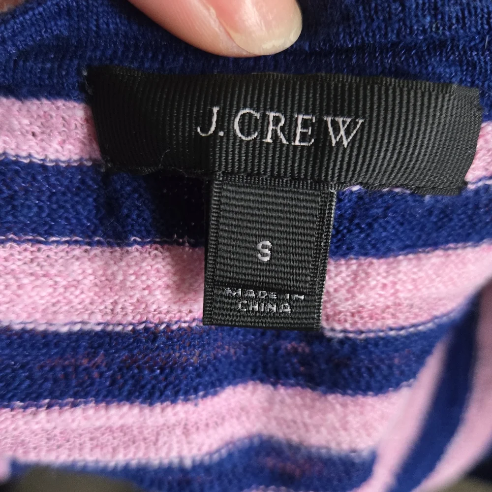 J Crew Striped Cotton Blend V Neck Sweater Cardigan Pink Blue size small